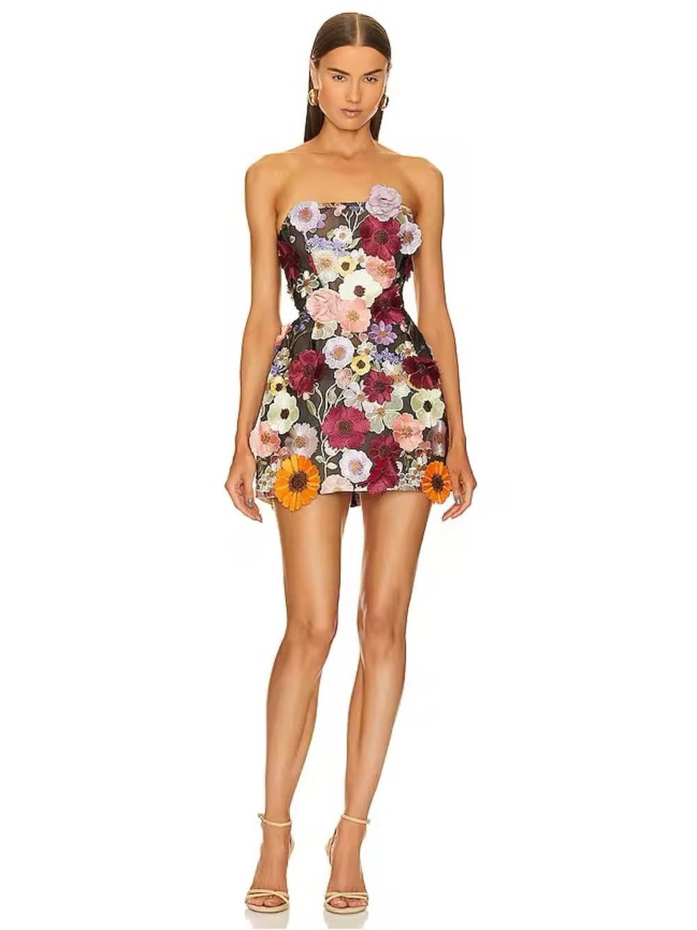 Strapless Floral Mini Dress in Multi